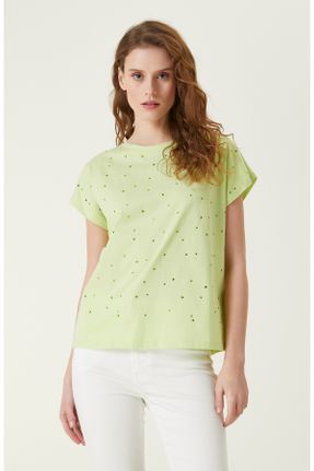 تی شرت سبز زنانه اسلیم فیت یقه گرد کد 814543962
