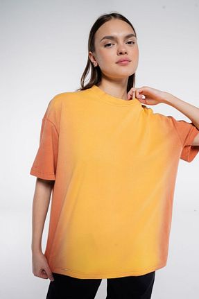 تیشرت نارنجی زنانه اورسایز Friday Offset - کد 814547009