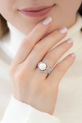 انگشتر نقره زنانه مروارید KsrModa - کد 814562897