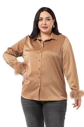 پیراهن سایز بزرگ قهوه ای زنانه سایز بزرگ DISENTIS MODEST - کد 814574479