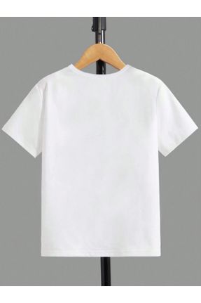تی شرت سفید بچه گانه رگولار یقه گرد تکی کد 814250974