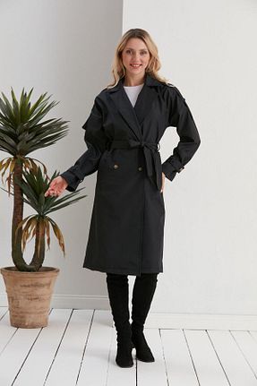 ترنچکت مشکی زنانه مخلوط پلی استر Mitay - کد 814293464