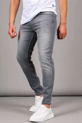 شلوار جین طوسی مردانه پاچه تنگ جین استاندارد کد 376214178