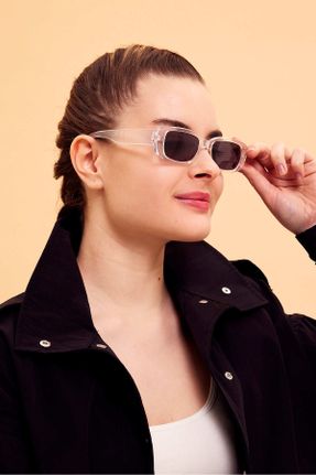 عینک آفتابی قهوه ای زنانه 50 UV400 استخوان مات مستطیل کد 812623778