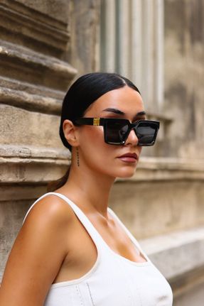عینک آفتابی مشکی زنانه 51 UV400 استخوان سایه روشن مستطیل کد 750016267