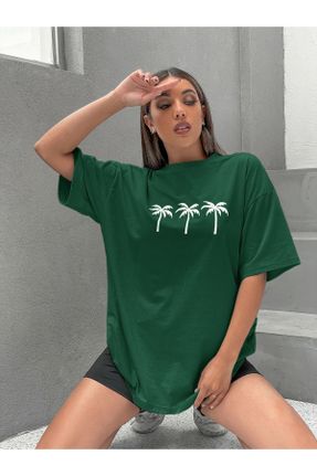 تی شرت سبز زنانه اورسایز کد 799558770
