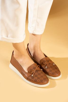 کفش کژوال قهوه ای زنانه چرم مصنوعی پاشنه کوتاه ( 4 - 1 cm ) پاشنه ساده کد 814401695
