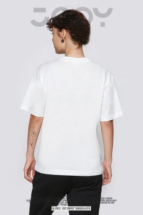 تی شرت سفید زنانه اورسایز یقه گرد پنبه - پلی استر تکی کد 814412730