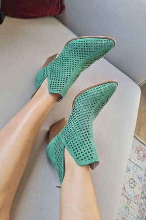 بوت / نیم بوت سبز زنانه جیر TOPUKLA - کد 814406003