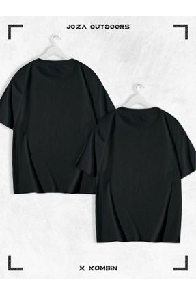 تی شرت مشکی زنانه اورسایز یقه گرد پنبه - پلی استر 2