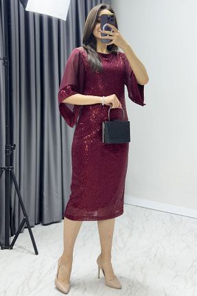 لباس زرشکی زنانه بافتنی zks grup tekstil - کد 814447782