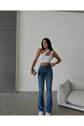 شلوار جین آبی زنانه پاچه اسپانیولی RaVe Collection - کد 814455235