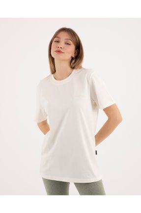 تی شرت سفید زنانه رگولار یقه گرد کد 814595691