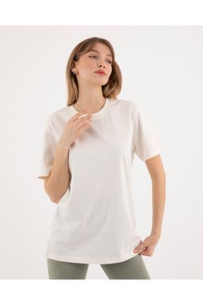 تی شرت سفید زنانه رگولار یقه گرد کد 814595691