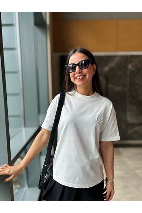 تیشرت سفید زنانه Relaxed Aybike Gursu - کد 814619429
