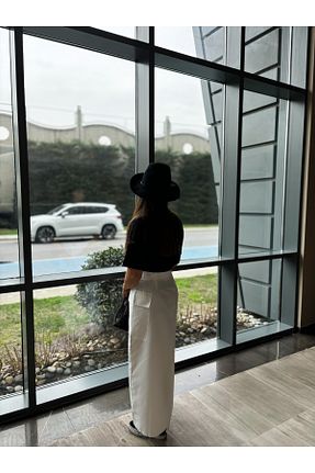 دامن سفید زنانه بافتنی Aybike Gursu - کد 814674811