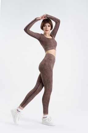 ساق شلواری اسپرت قهوه ای زنانه بلند GYMXPRO - کد 814170570