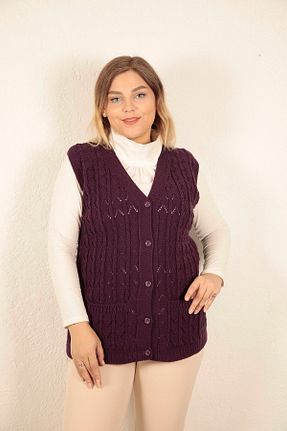 جلیقه بنفش زنانه رگولار İKSUN - کد 814207906