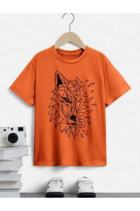 تی شرت نارنجی بچه گانه رگولار یقه گرد پنبه - پلی استر تکی کد 814564697