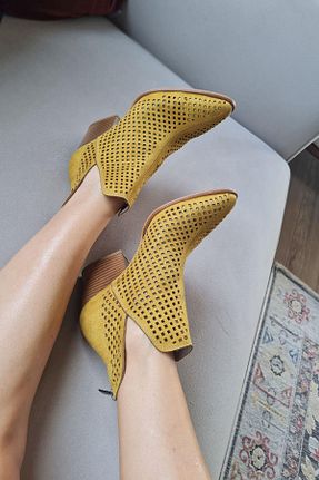 بوت / نیم بوت زرد زنانه جیر TOPUKLA - کد 814406189