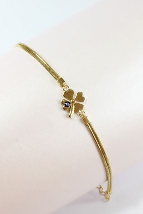 دستبند نقره زرد زنانه 925 عیار Ulubay gümüş - کد 814408976