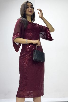 لباس زرشکی زنانه بافتنی zks grup tekstil - کد 814447782