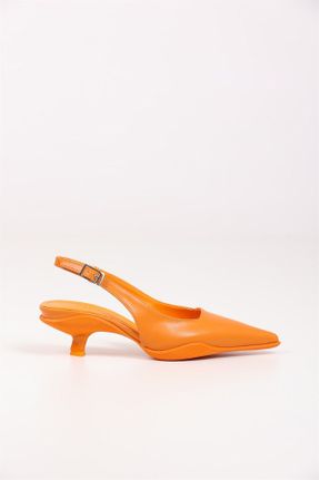 کفش استایلتو نارنجی پاشنه ساده پاشنه متوسط ( 5 - 9 cm ) کد 268608018