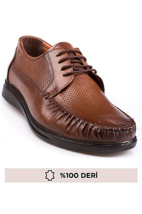 کفش کژوال قهوه ای مردانه چرم خالص depderi - کد 814697459