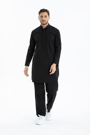 ست بالاتنه و پائین تنه مشکی مردانه بافتنی Mercan Hijab - کد 814818265