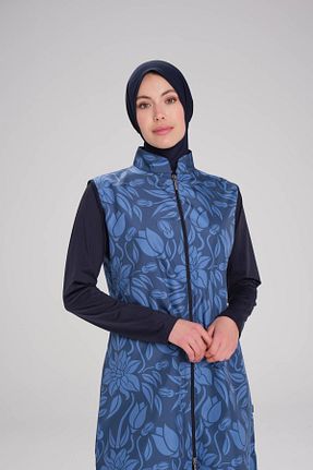 مایو حجاب سرمه ای زنانه گلدار Haşema - کد 814849816