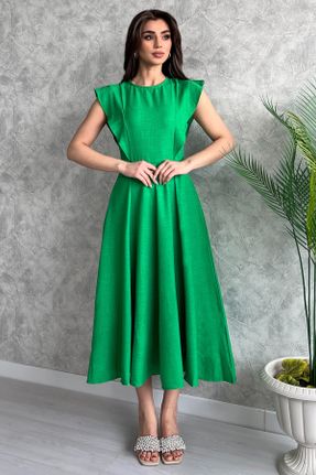 لباس سبز زنانه بافتنی پنبه - پلی استر بیسیک کد 731131352