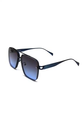 عینک آفتابی آبی مردانه 55 UV400 فلزی سایه روشن هندسی کد 802632577
