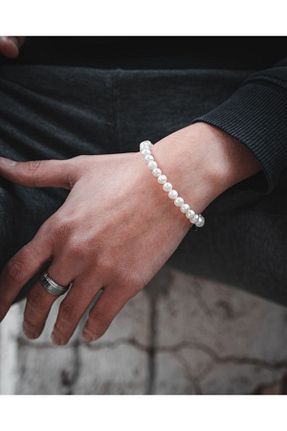 دستبند جواهر سفید مردانه M Miel - کد 814854563