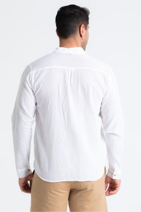 پیراهن سفید مردانه رگولار یقه پیراهنی کد 683463209