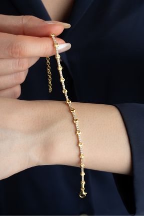 دستبند نقره طلائی زنانه کد 814879198