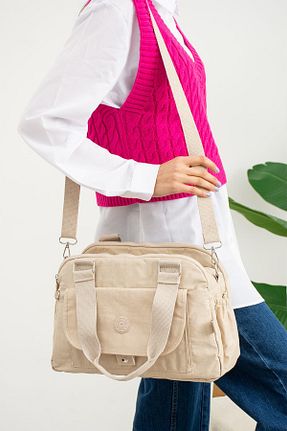 کیف دوشی بژ زنانه پارچه ای Çanta Trend - کد 447056610