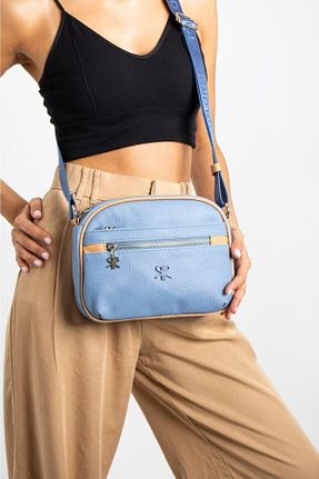 کیف پستچی آبی زنانه چرم مصنوعی Çanta Trend - کد 353683131