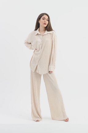 ست بالاتنه و پائین تنه بژ زنانه بافتنی TUA MODA - کد 815032050