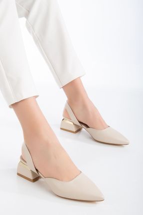کفش پاشنه بلند کلاسیک بژ زنانه پاشنه ضخیم پاشنه کوتاه ( 4 - 1 cm ) چرم مصنوعی کد 815032715