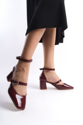 کفش پاشنه بلند کلاسیک زرشکی زنانه پاشنه ضخیم پاشنه متوسط ( 5 - 9 cm ) کد 815123454