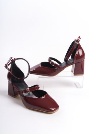 کفش پاشنه بلند کلاسیک زرشکی زنانه پاشنه متوسط ( 5 - 9 cm ) پاشنه ضخیم کد 815123454