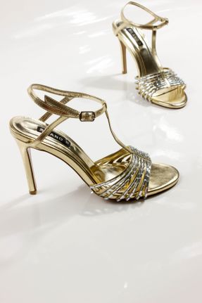 کفش مجلسی طلائی زنانه چرم مصنوعی پاشنه متوسط ( 5 - 9 cm ) پاشنه نازک کد 815124422