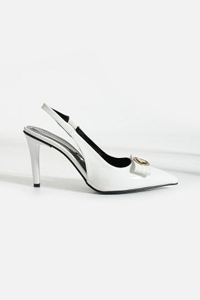 کفش پاشنه بلند کلاسیک سفید زنانه پارچه Gökçe Shoes - کد 806206117