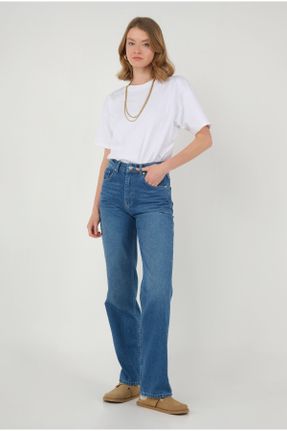 شلوار جین بژ زنانه فاق بلند جین استاندارد کد 815200955