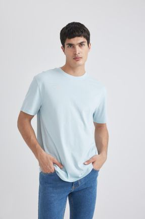 تی شرت آبی مردانه یقه گرد رگولار تکی بیسیک کد 815263245