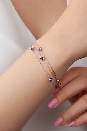 دستبند نقره آبی زنانه 925 عیار Tmt Silver - کد 110548099