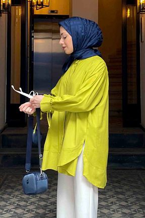 پیراهن حجاب سبز زنانه اورسایز lamelif - کد 814776155