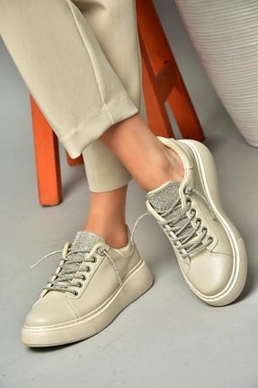 کفش اسنیکر بژ زنانه بند دار Fox Shoes - کد 815008056