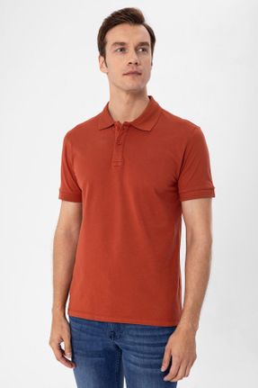 تی شرت نارنجی مردانه یقه پولو اسلیم فیت کد 750041369