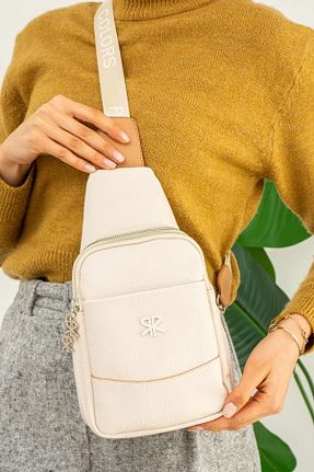 کیف دوشی بژ زنانه چرم مصنوعی Çanta Trend - کد 461959069